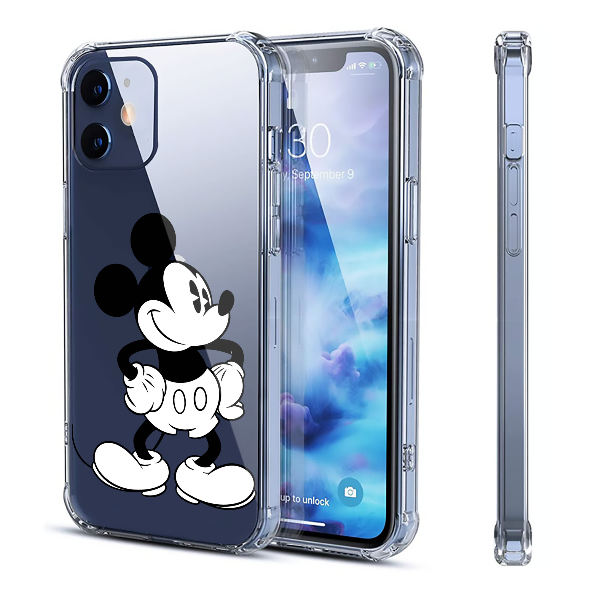 （画像用） ミッキーマウス Mickey Mouse 【iPhone 12シリーズ対応】透明スマホケース（クリアソフトケース）